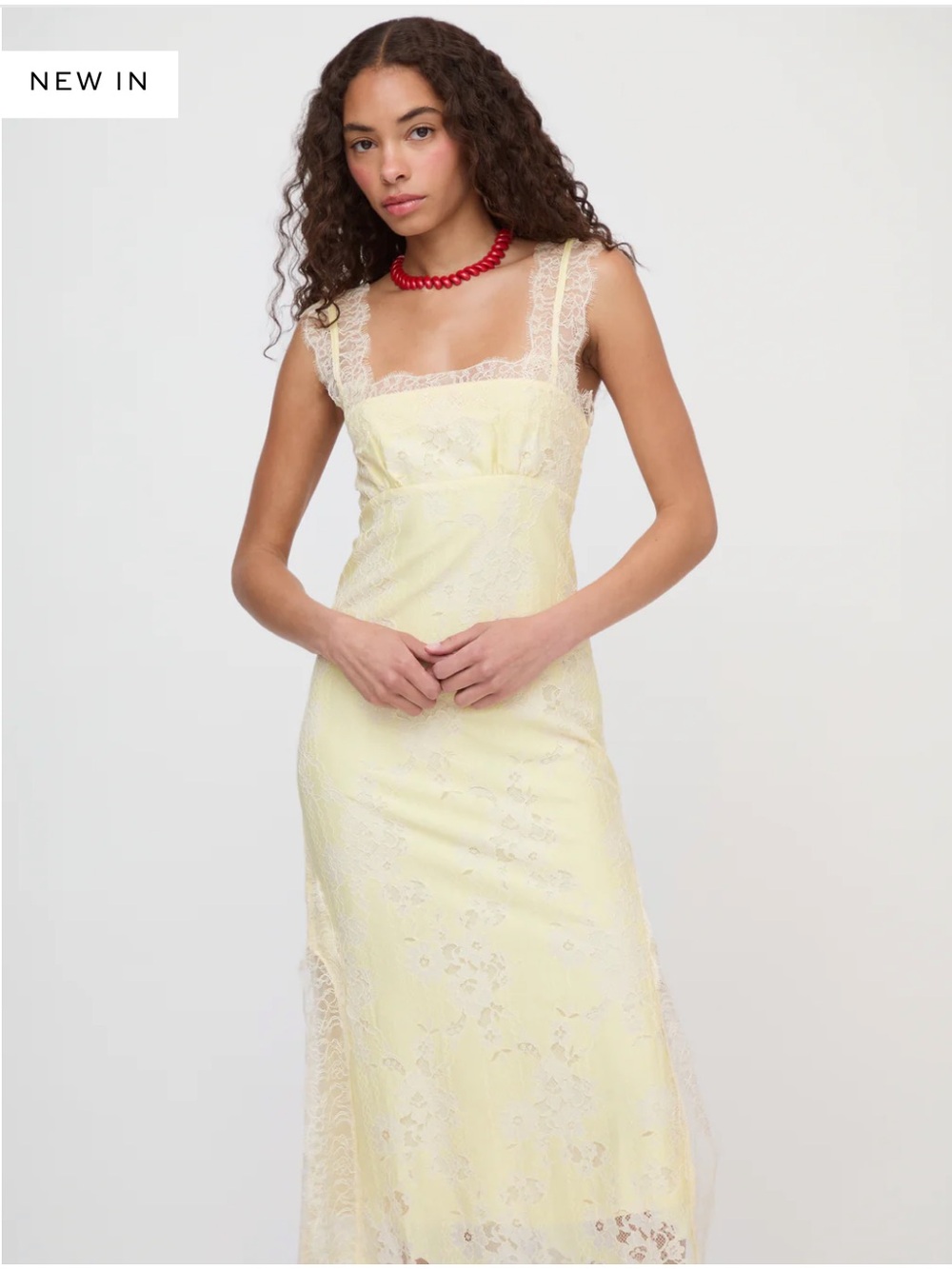 Hill House Home The Alba Dress in Yellow Trailing Lace Yellow White Size Medium - Picture 3 of 6